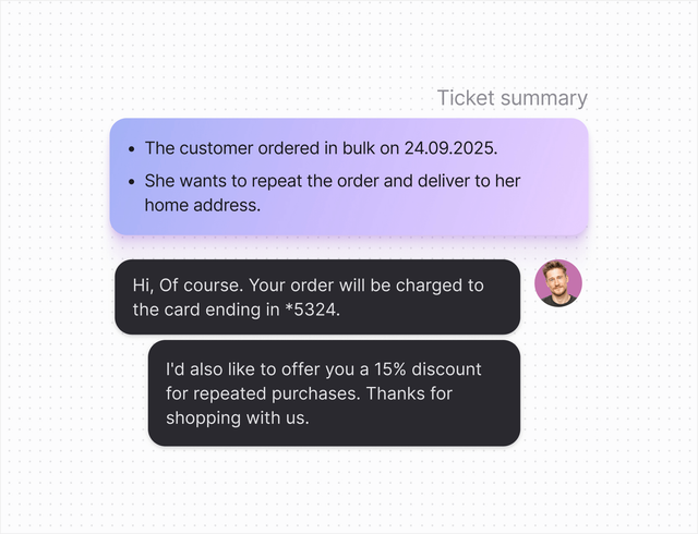 AI help desk in Text App for marketers
