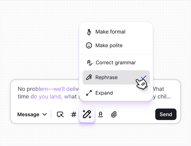 AI live chat in Text App for sales automation